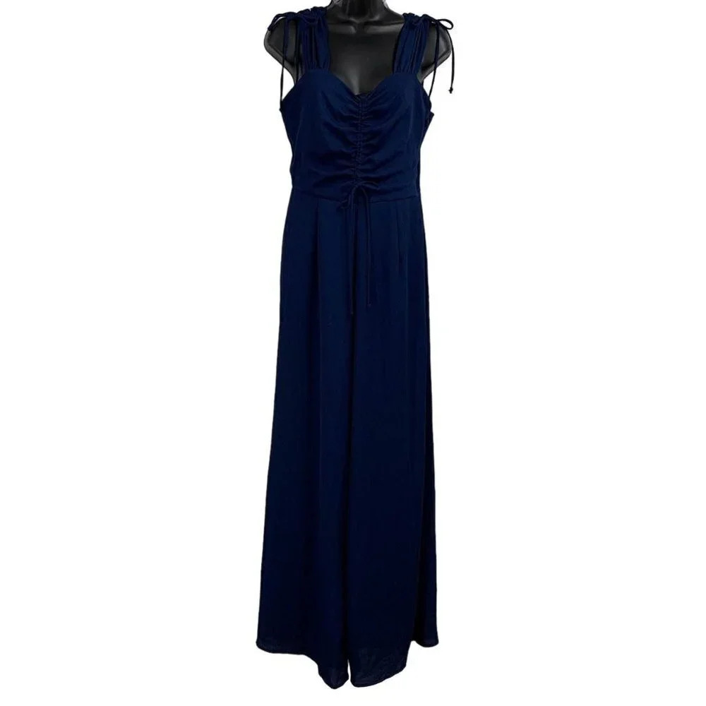NSR Women's Monica Ruched Tie Front Jumper Pantsuit Size S